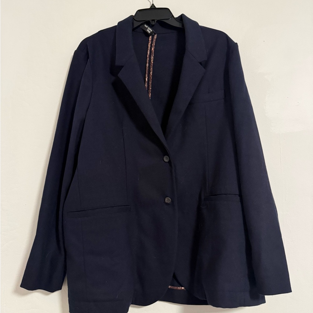 Peau De Loup Navy Single-Breasted Blazer